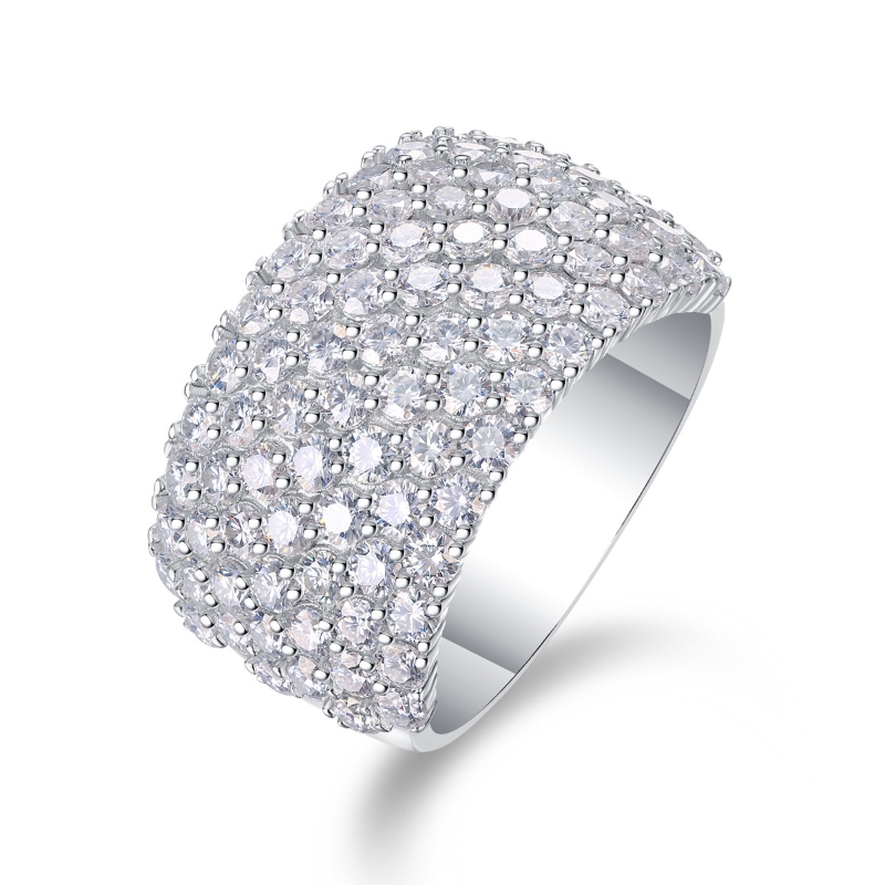 R22787 S925 silver smart shinning cubic zircon ring