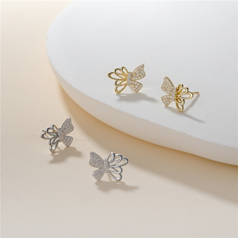 SE22523 S925 silver Butterfly Stud Earring