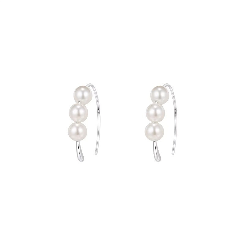 SE22527 S925 Silver small three pearl stud earrings