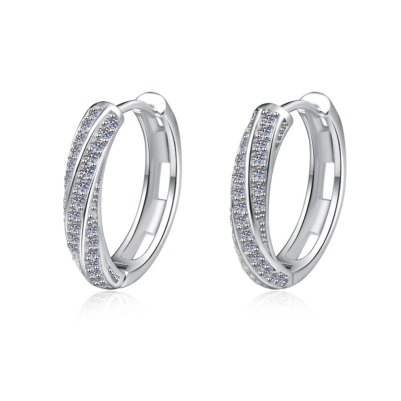 SE22528 S925 silver round geometric zircon earring