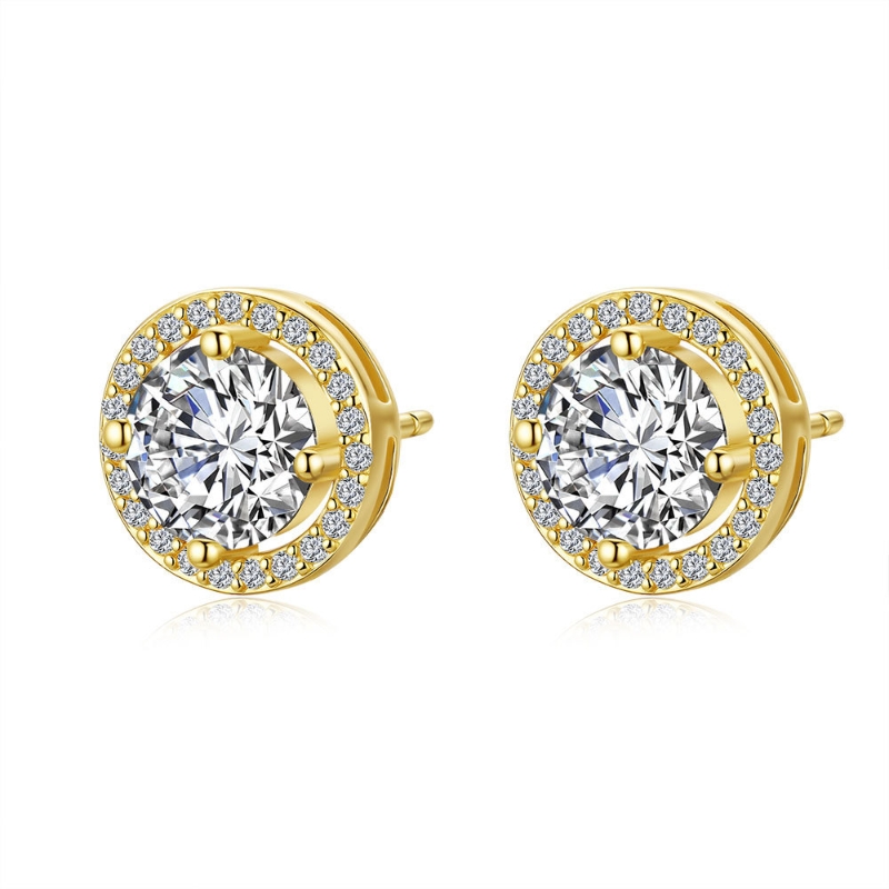 SE22531 S925 Silver round zircon stud earring