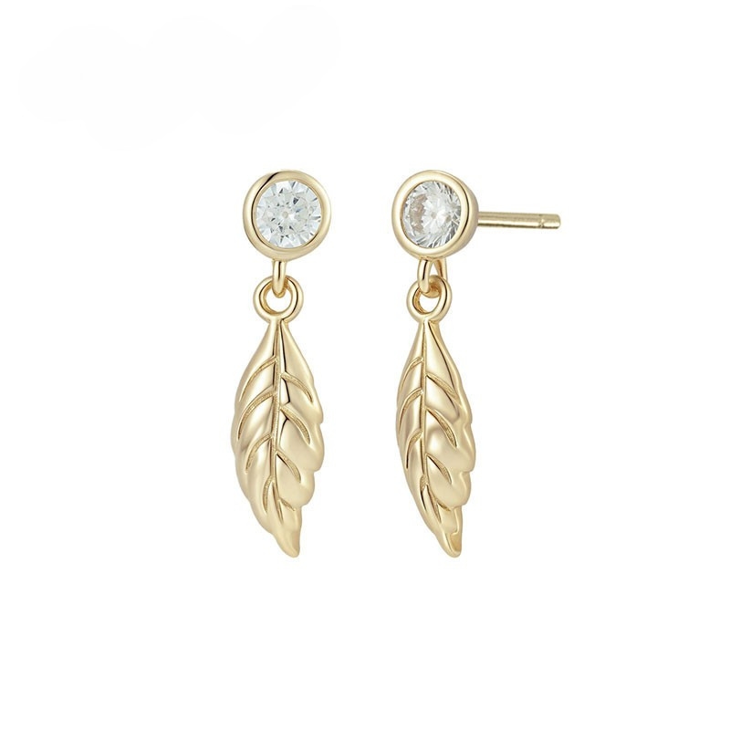 SE22537 S925 Silver leaf design stud earring