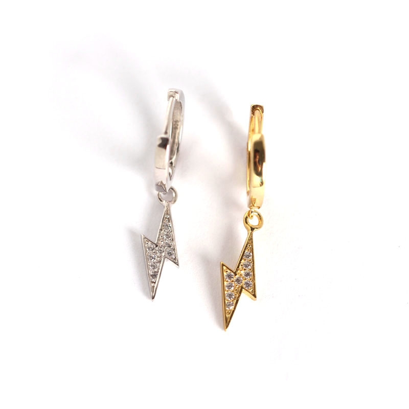 SE22538 S925 Silver zircon-encrusted lightning earring
