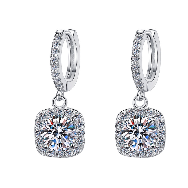 SE22542 S925 Silver square zircon earring