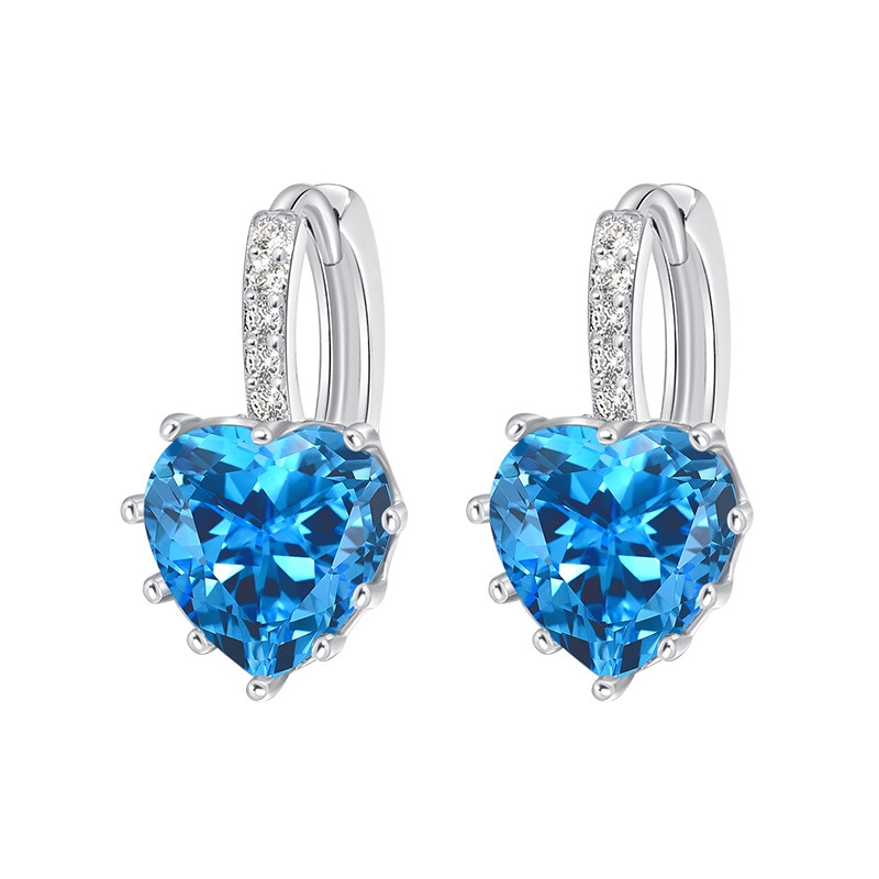 SE22546 S925 Silver high end zircon love heart earring