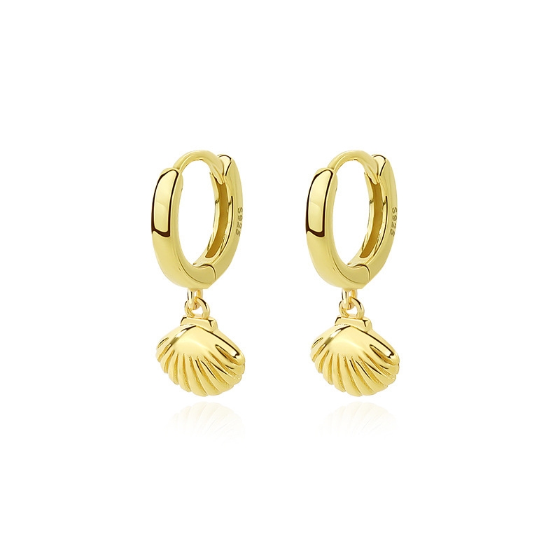 SE22549 S925 Silver retro metallic shell earring