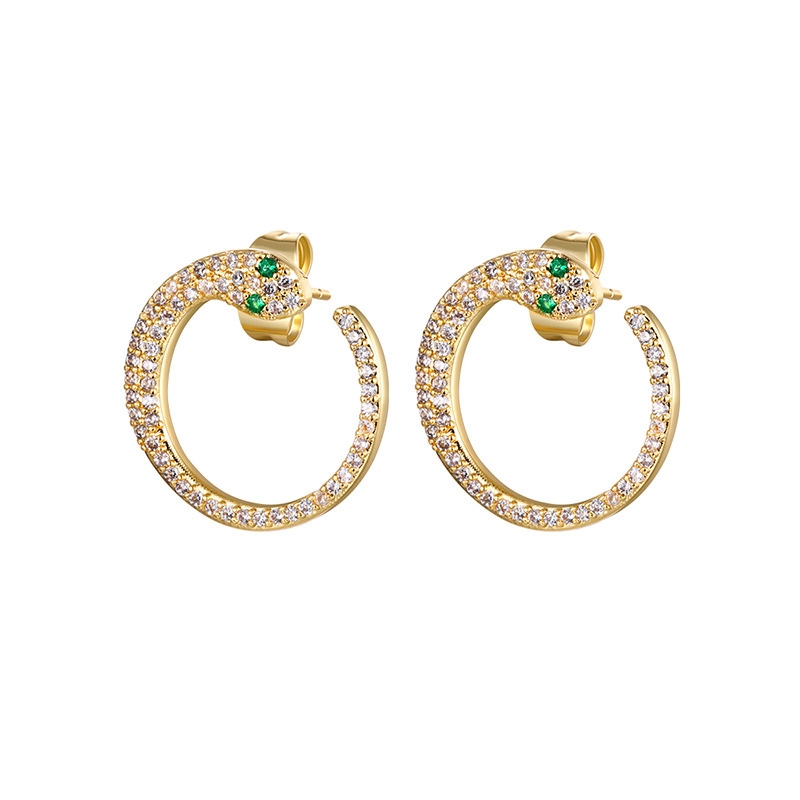 SE22550 S925 silver zircon spirit snake earring