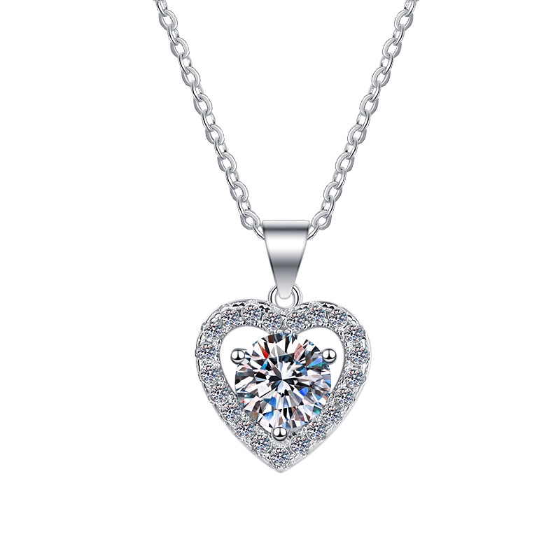 N22555 S925 Silver love colored gemstone necklace