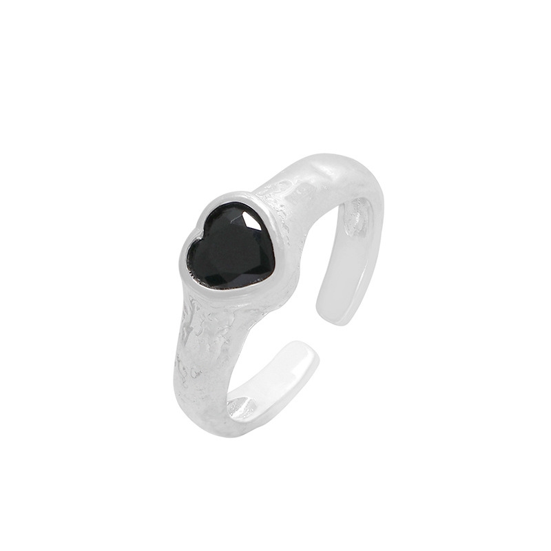 R22556 S925 Silver zircon-inlaid Korean version aquamarine ring