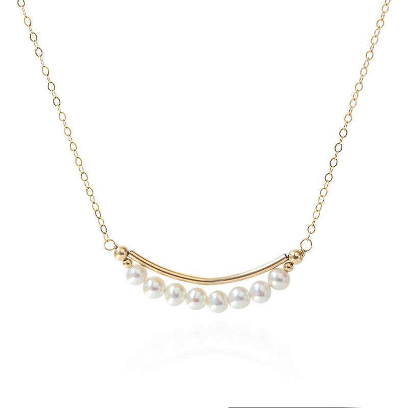 N22588 S925 Silver baroque shell pearl smile necklace