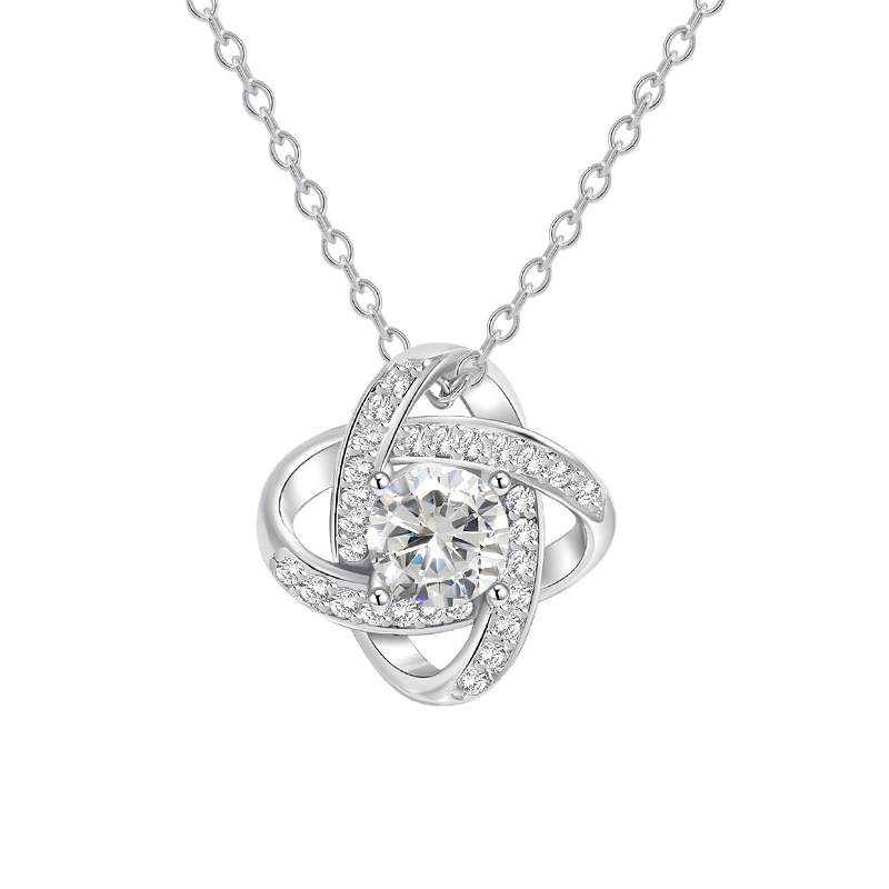 N22595 S925 Silver lucky four-leaf clover necklace