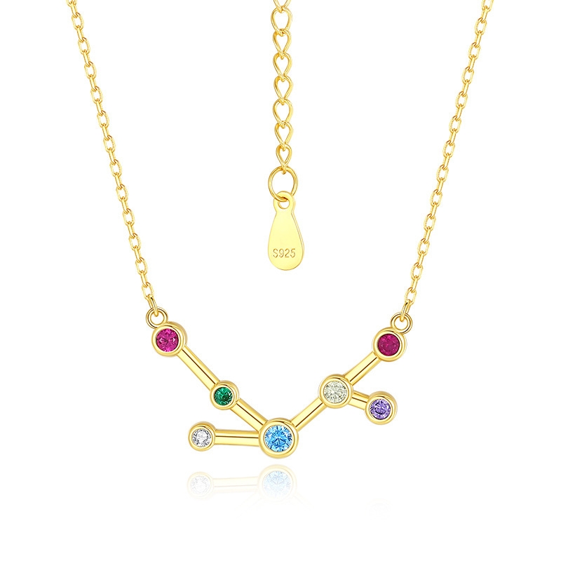 N22602 S925 Silver Virgo zircon zodiac necklace