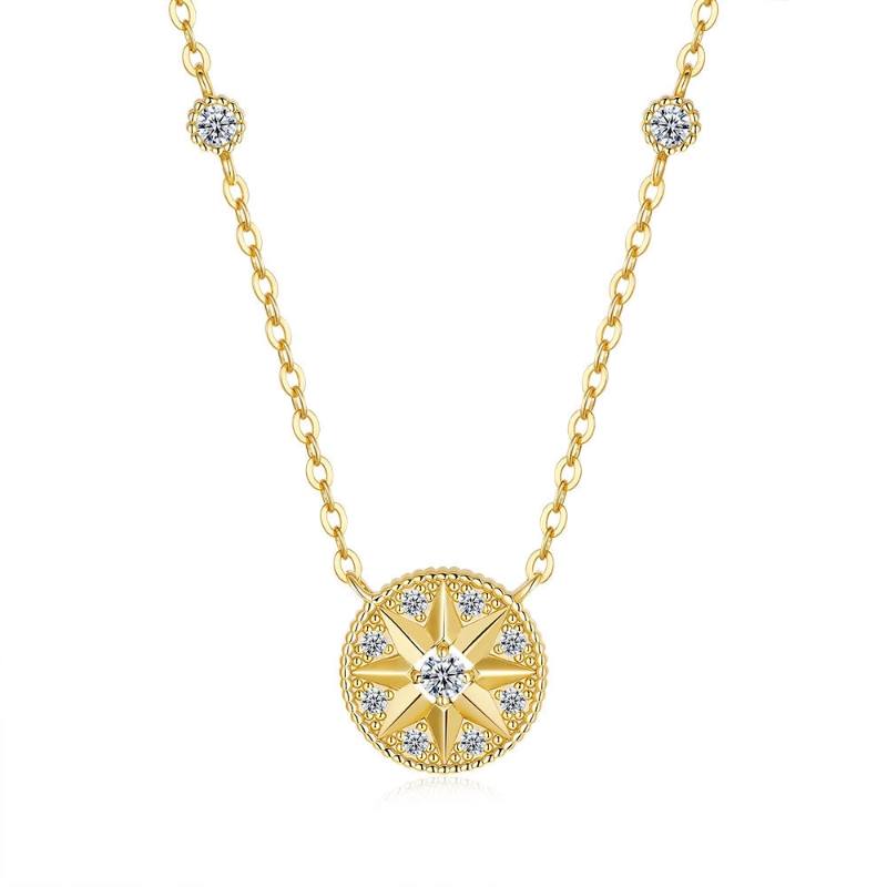 N22744 S925 silver six-point star pendant zircon necklace