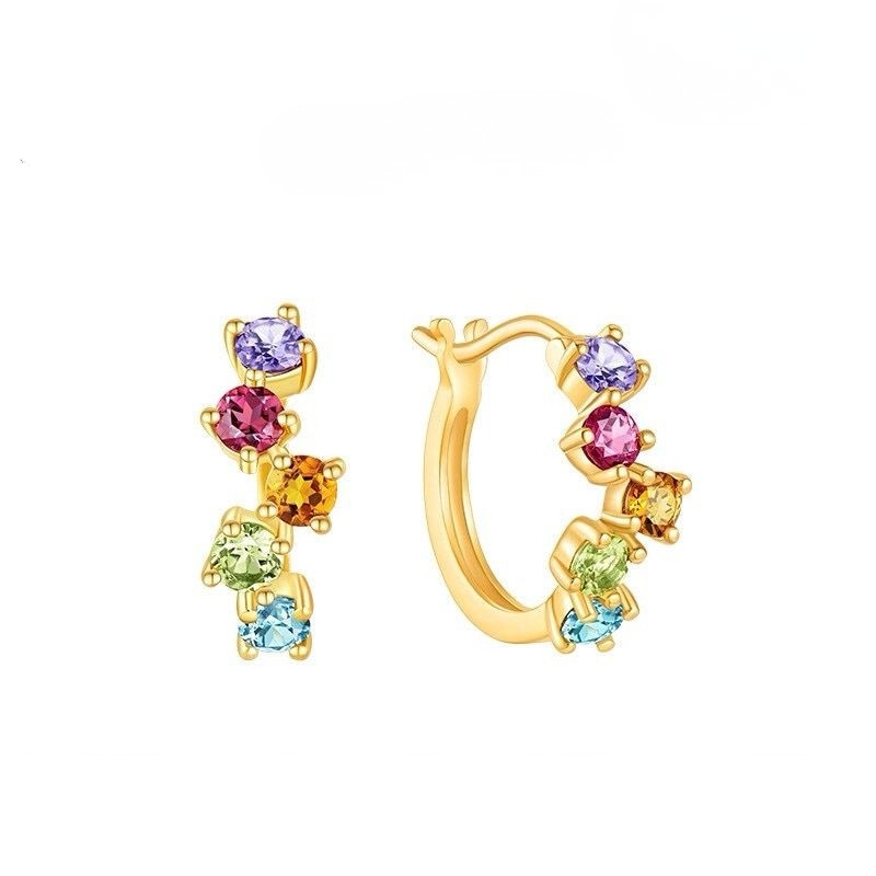 E22961 S925 silver temperament color zircon earrings