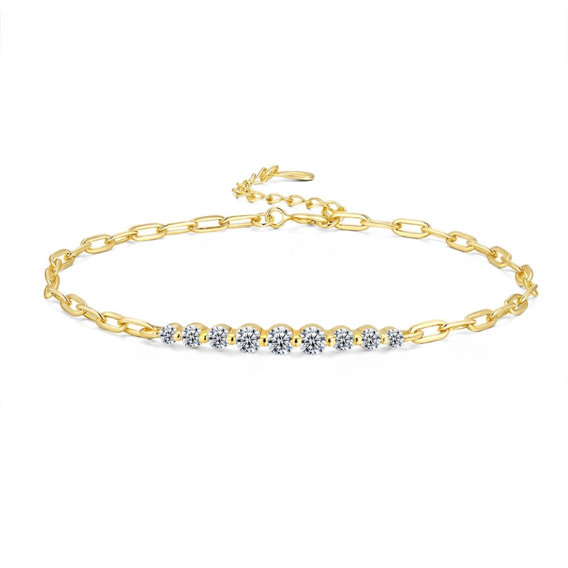 B22567 S925 Silver zircon irregular inline bracelet