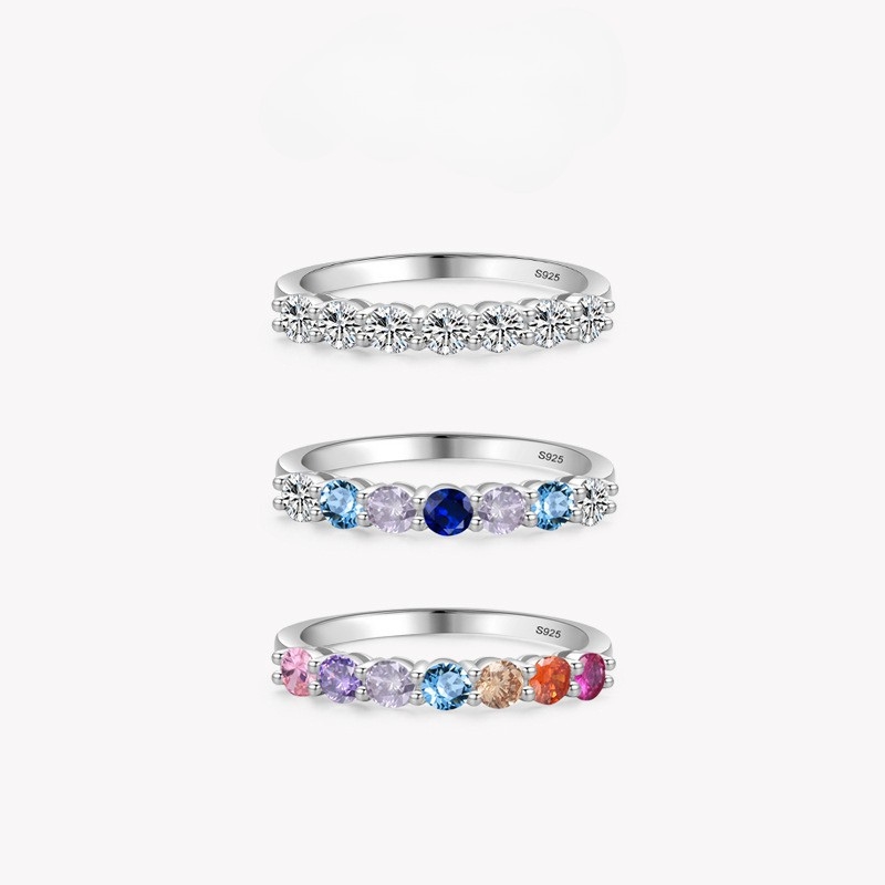 R22880 S925 silver round colored zircon ring