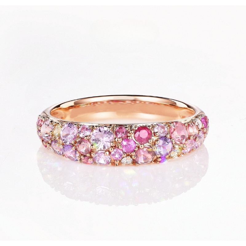 R22821 S925 silver multi-colored zircon ring