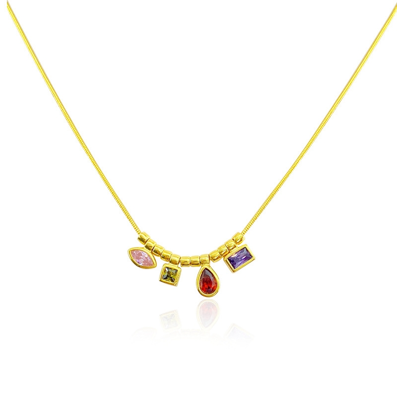 N22603 S925 Silver summer dopamine necklace zircon set pendant