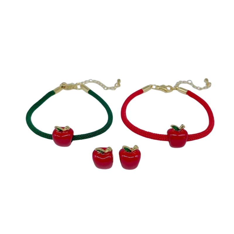 C22962 S925 silver apple charm pendant bracelet