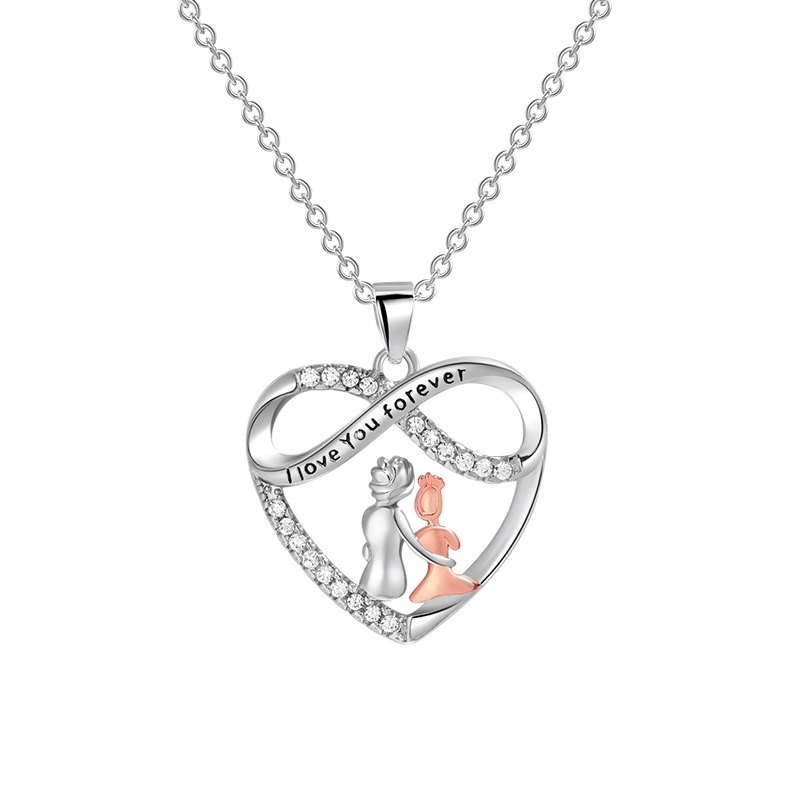 N22697 S925 silver love infinite mother and daughter eternal symbol necklace