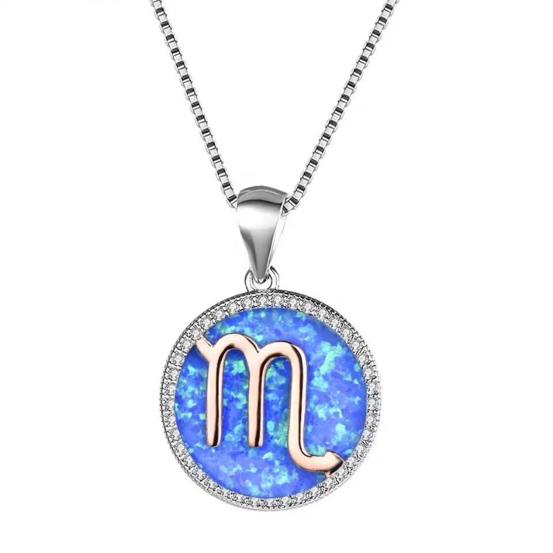 N22986 S925 silver zodiac sign pendant necklace