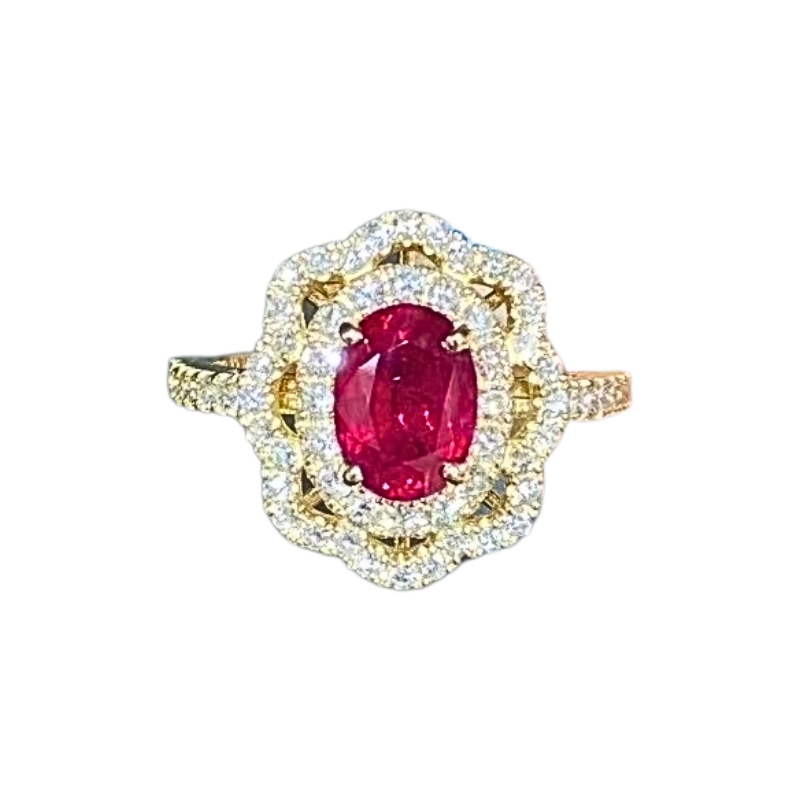 R22816 S925 silver double row of zircon flower ring