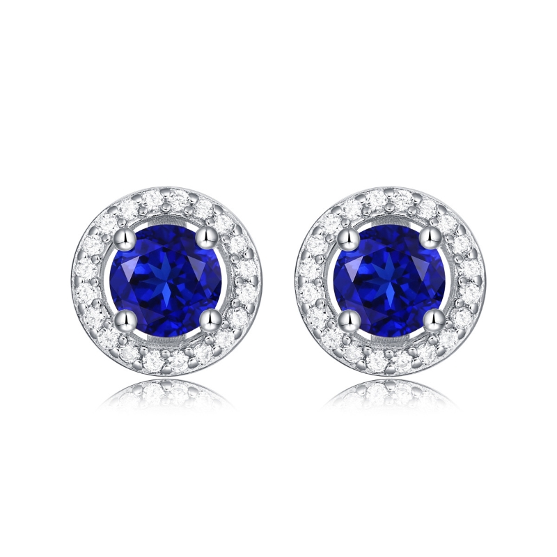 E22865 S925 silver zircon inlaid sapphire stud earring