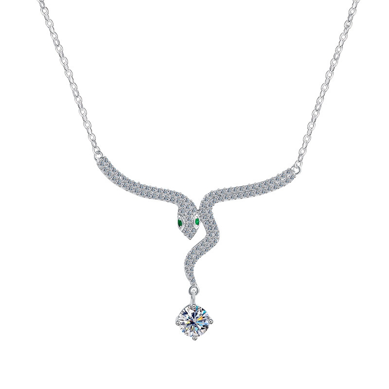 N22715 S925 silver zircon pendant of the year snake necklace