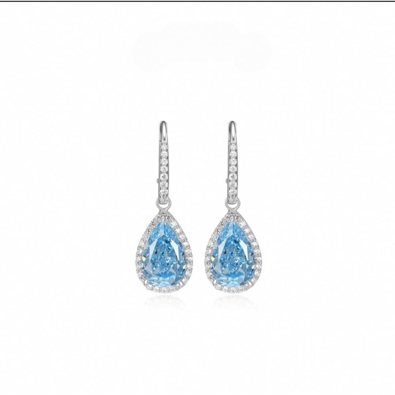 E22955 S925 silver water drop zircon inlaid earrings
