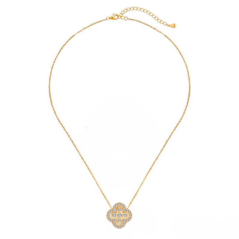 N22612 S925 SILVER Lucky Clover Necklace