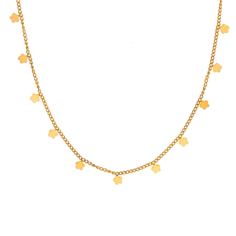 N22738 S925 silver multiple flower pendant collarbone necklace