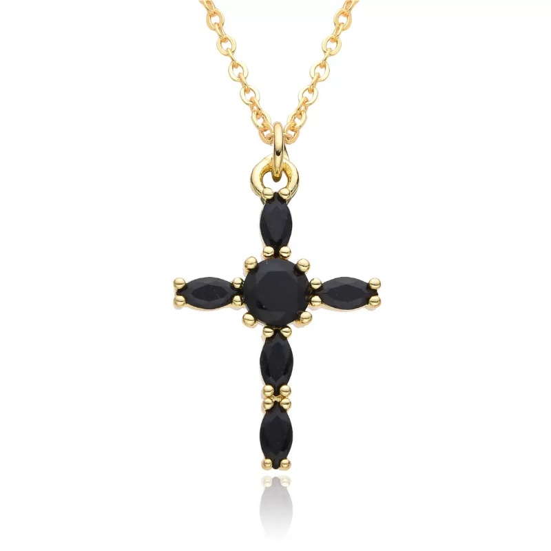 N22649 S925 silver black cubic zircon pendant necklace