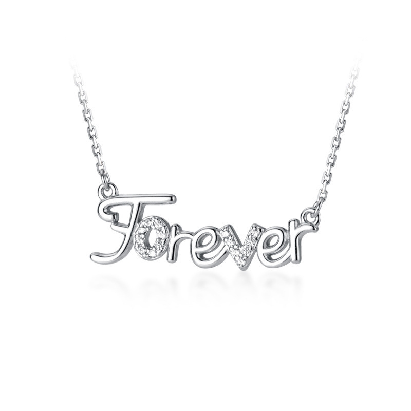 N22710 S925 silver creative letter forever zircon necklace