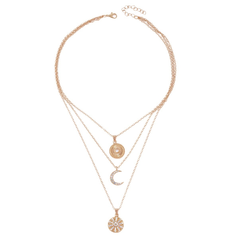 N22725 S925 silver multi layered wearing zircon encrusted necklace