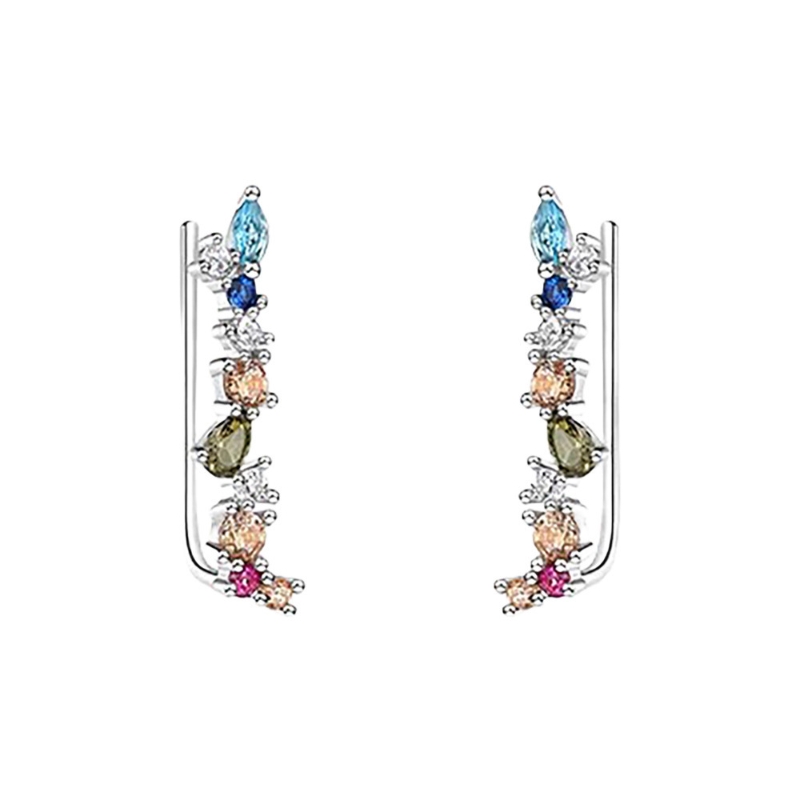 E22812 S925 silver needle colored zircon stud earring