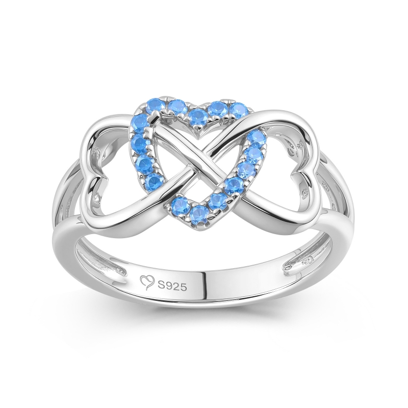 R22742 S925 silver double love wrapped full of zircon rings