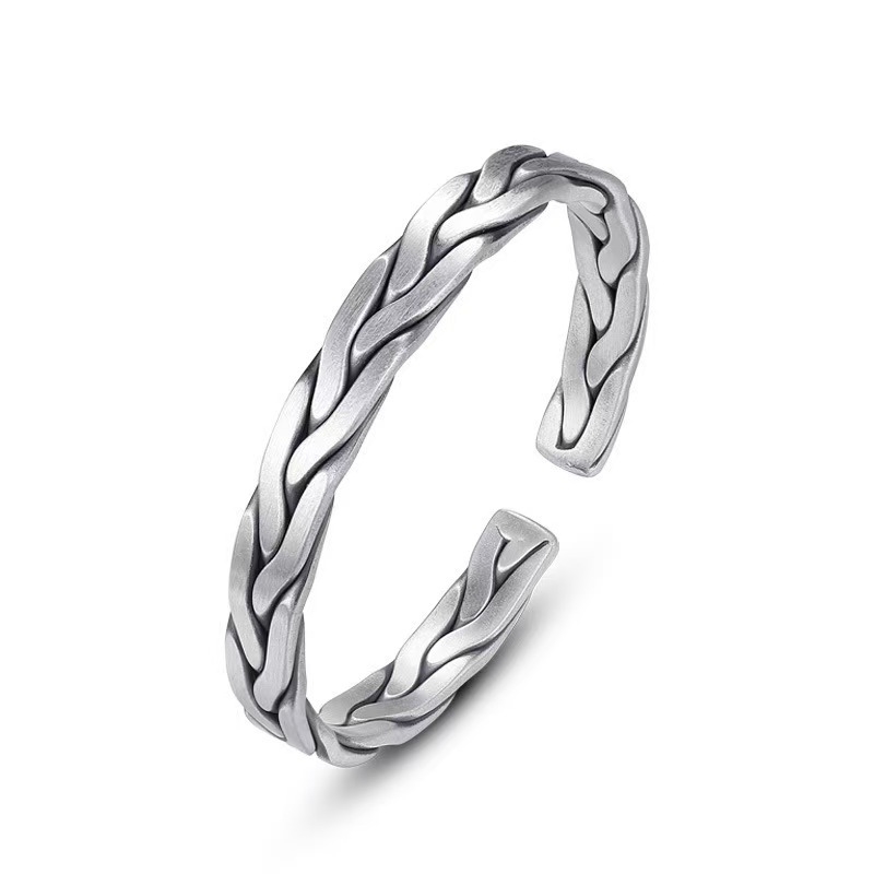 B22950 S925 silver men's hand-woven twist bracelet couple