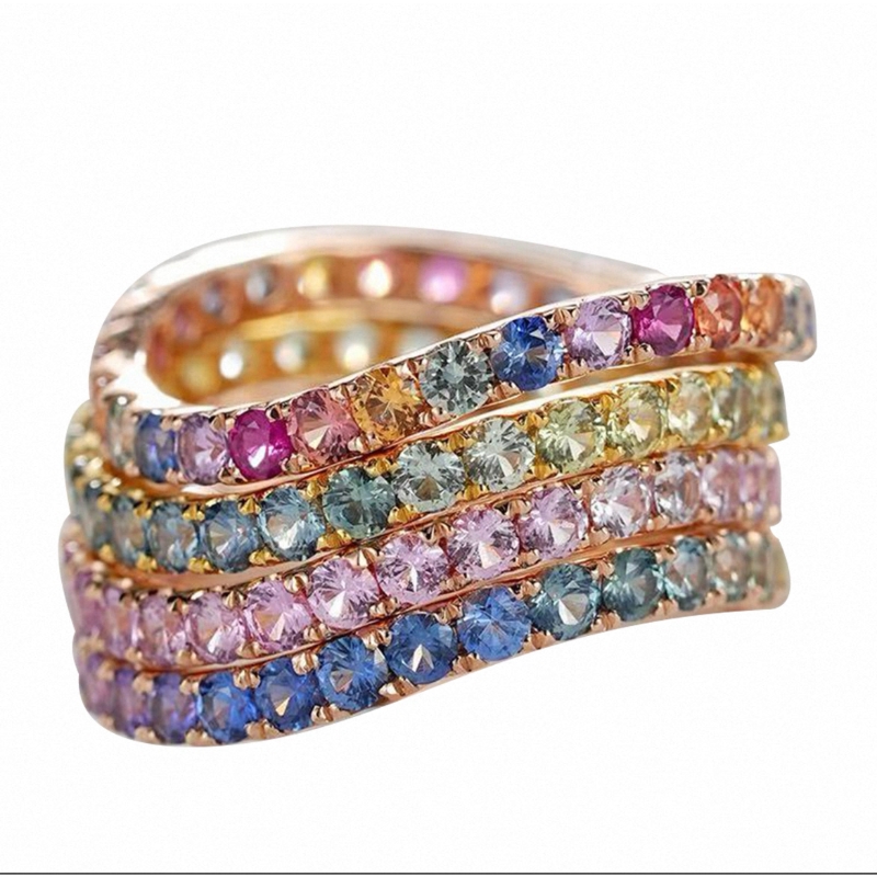 R22853 S925 silver full colored zircon ring