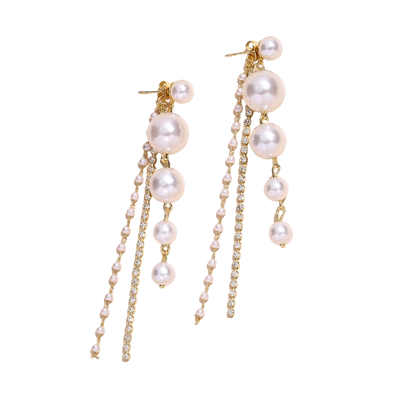 E22653 S925 silver pearl earring white cubic zircon
