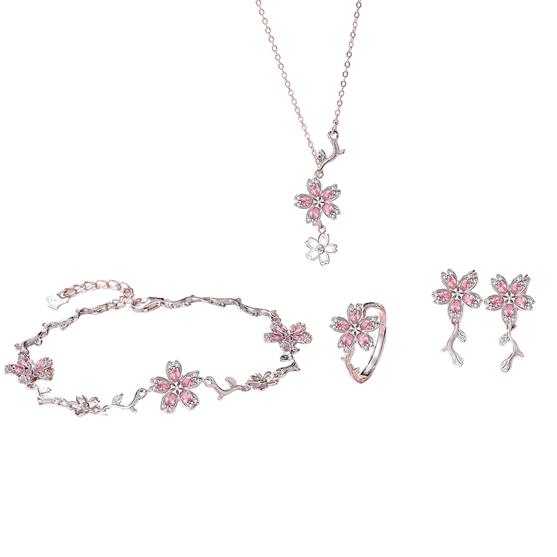 S22871 S925 silver cherry blossom female necklace
