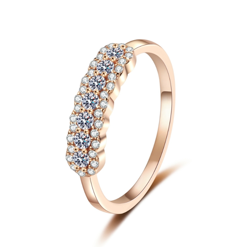 R22566 S925 Silver champagne gold full zircon ring