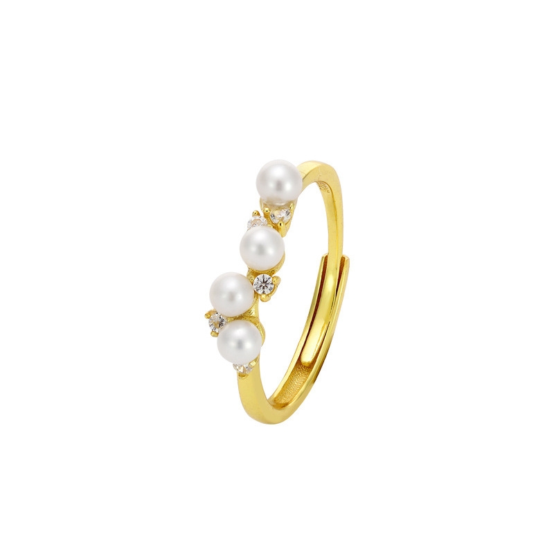 R22722 S925 silver open pearl ring