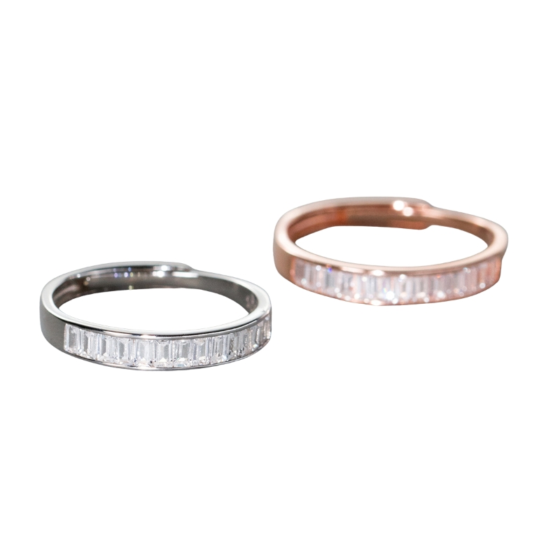 R22720 S925 silver simple zircon ring adjustable
