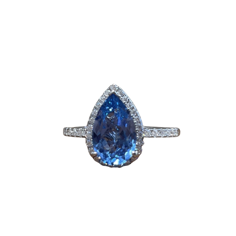 R22701 S925 silver zircon water drop ring