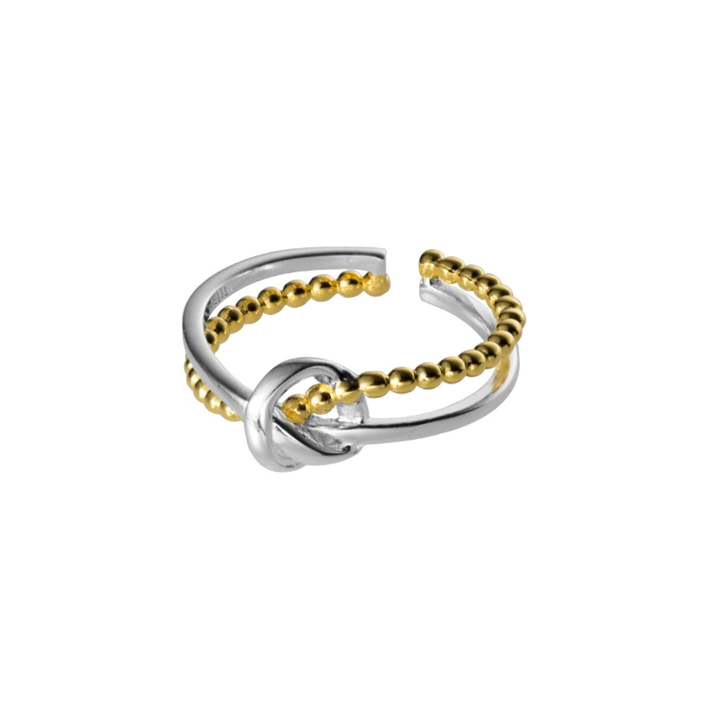 R22749 S925 silver double-layer knot bead ring