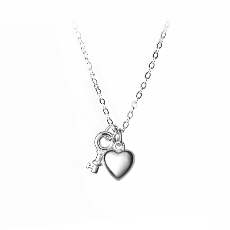 N22757 S925 sterling silver sweet love key necklace