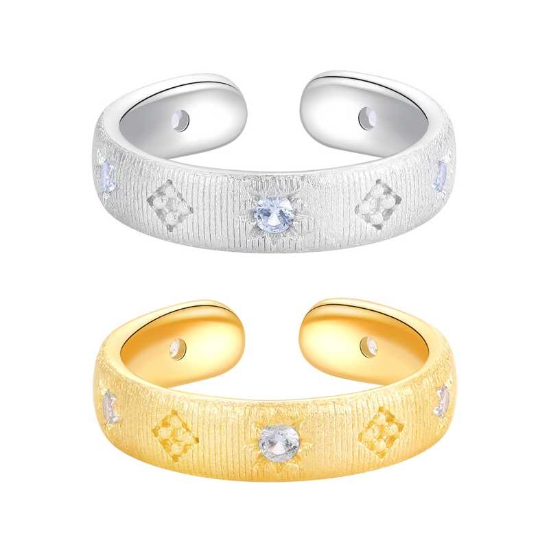 R22790 S925 silver cold wind simple temperament brushed zircon ring