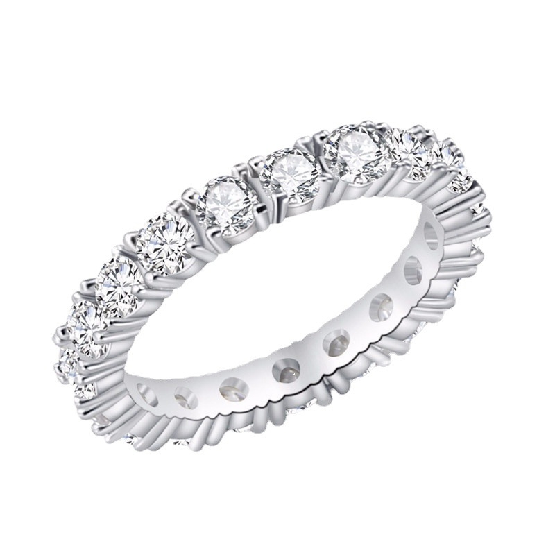 R22783 S925 silver single row full of zircon ring