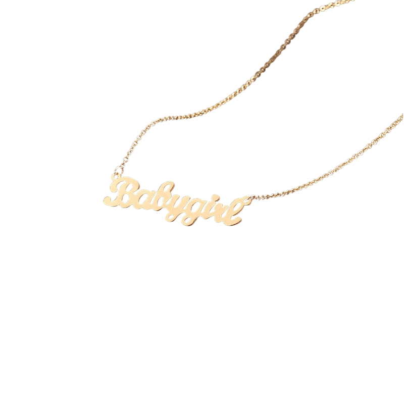 N22729 S925 silver creative BABYGIRL letter water wave chain necklace