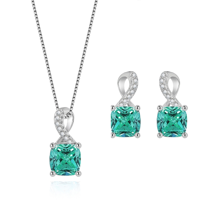 S22764 S925 silver high zircon necklace, earring jewelry set